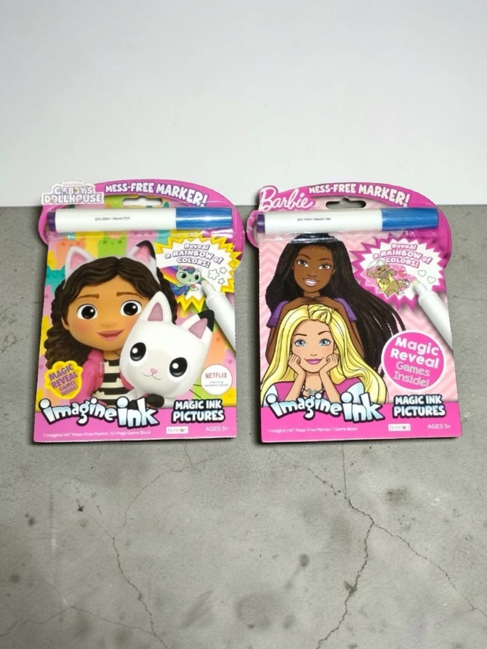 NWT 2-Pk Imagine Ink MessFree Coloring Books Bundle (Gabby's Dollhouse & Barbie)